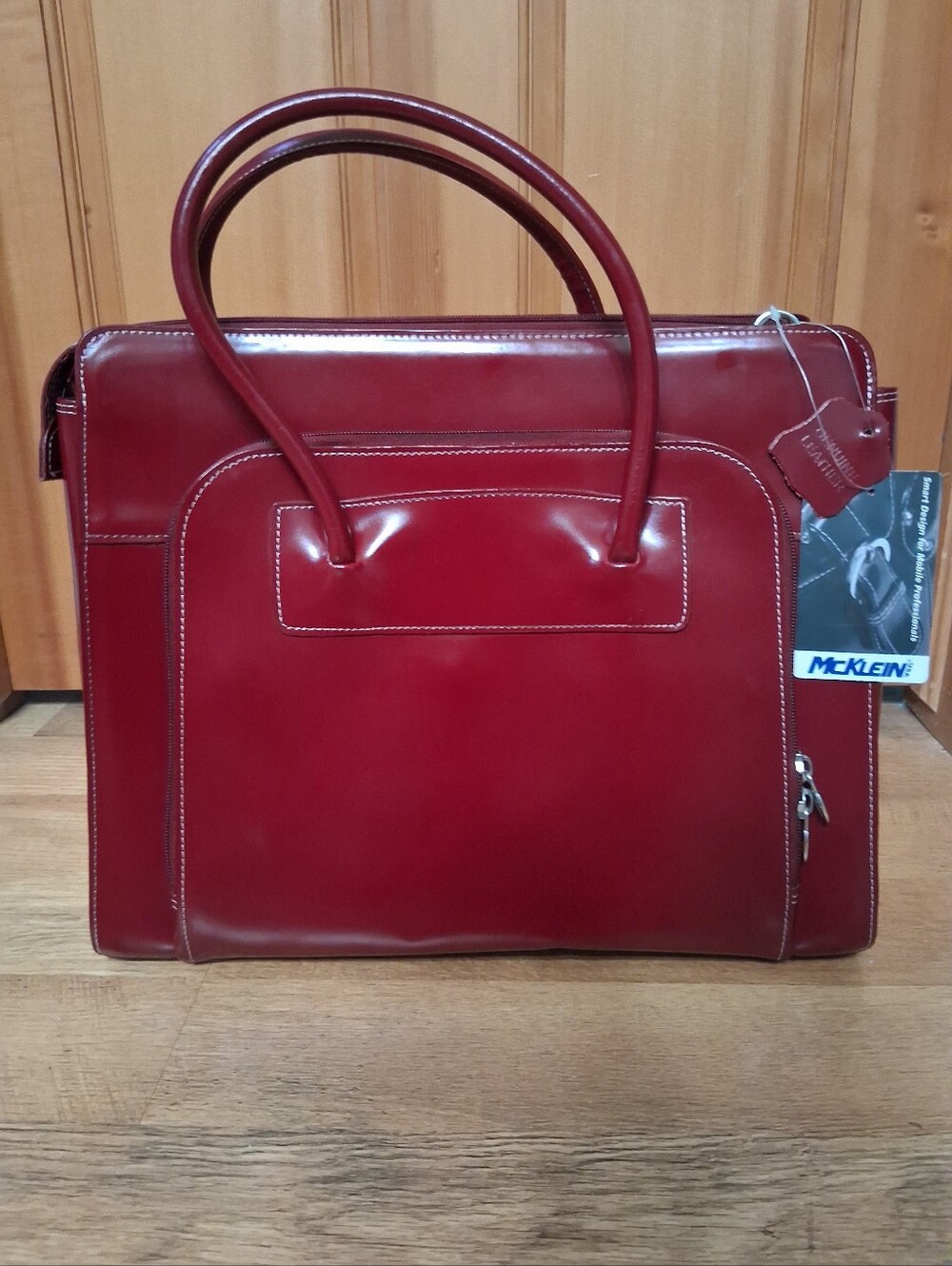 McKlein Women's Leather Briefcase Attache Bag - Wine Red - Picture 2 of 16